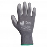 Перчатки защитные JETA, из полиэстровой пряжи с полиуретановым покрытием ладони, серые, размер M